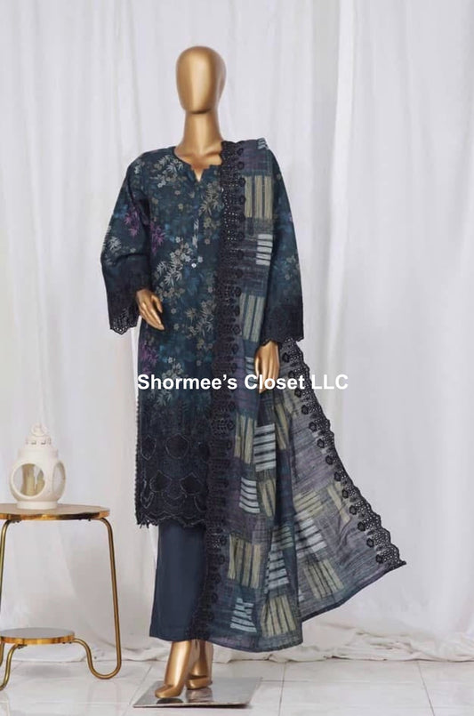 Sadabahar 3-piece Khaddar outfit